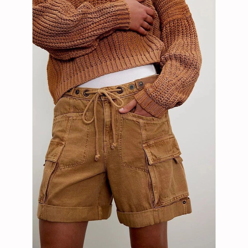 Free People Frankie Washed Shorts Low-Waisted Cargo Lightweight Casual XS 287193